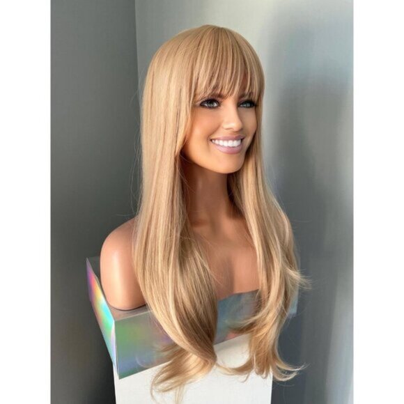 Long Blonde Wig Synthetic Wig 26 inch Wig with Bangs - Grace - Picture 2 of 8